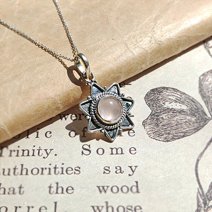 Colgante 'Astraea' Cuarzo Rosa y Plata de Ley 925