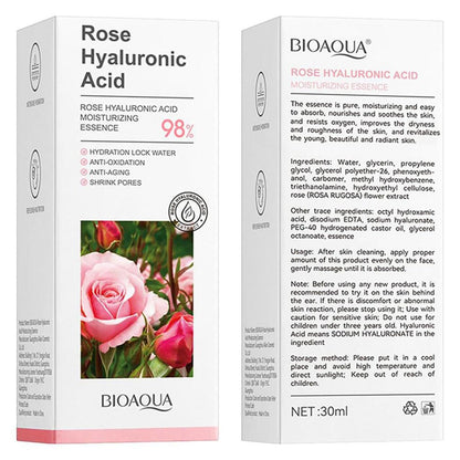 Esencia Facial de Rosa y Ácido Hialurónico – Hidratación Profunda, Luminosidad Natural y Nutrición en 30 ml