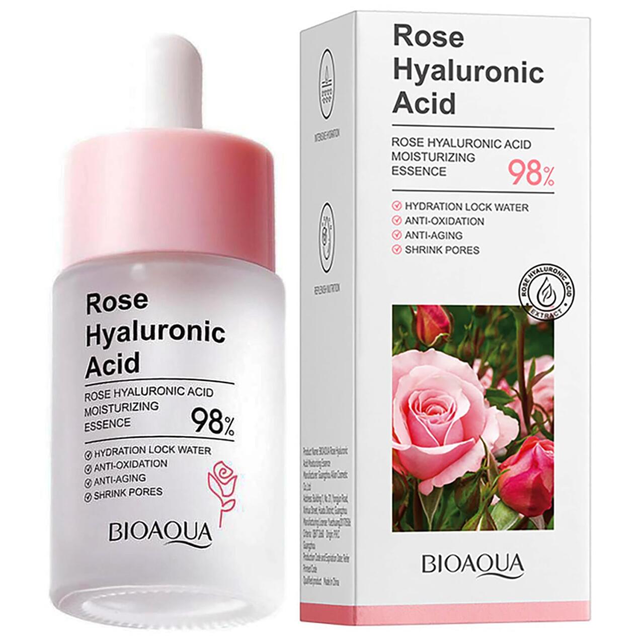 Esencia Facial de Rosa y Ácido Hialurónico – Hidratación Profunda, Luminosidad Natural y Nutrición en 30 ml