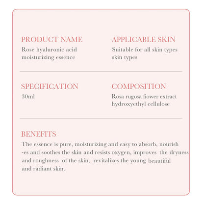 Esencia Facial de Rosa y Ácido Hialurónico – Hidratación Profunda, Luminosidad Natural y Nutrición en 30 ml