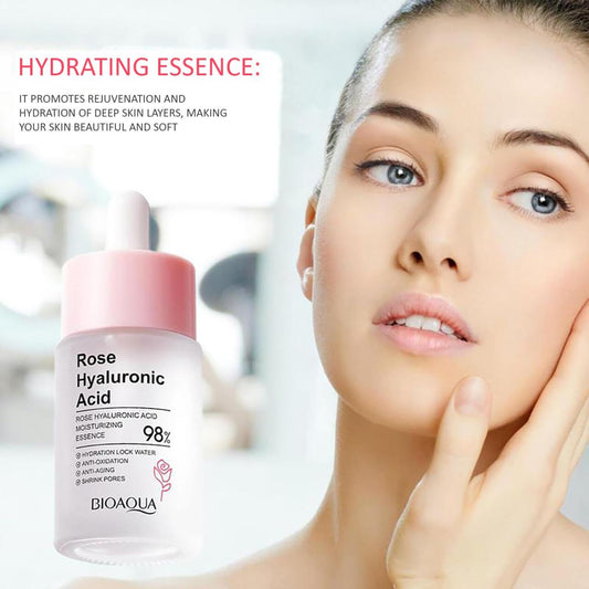 Esencia Facial de Rosa y Ácido Hialurónico – Hidratación Profunda, Luminosidad Natural y Nutrición en 30 ml