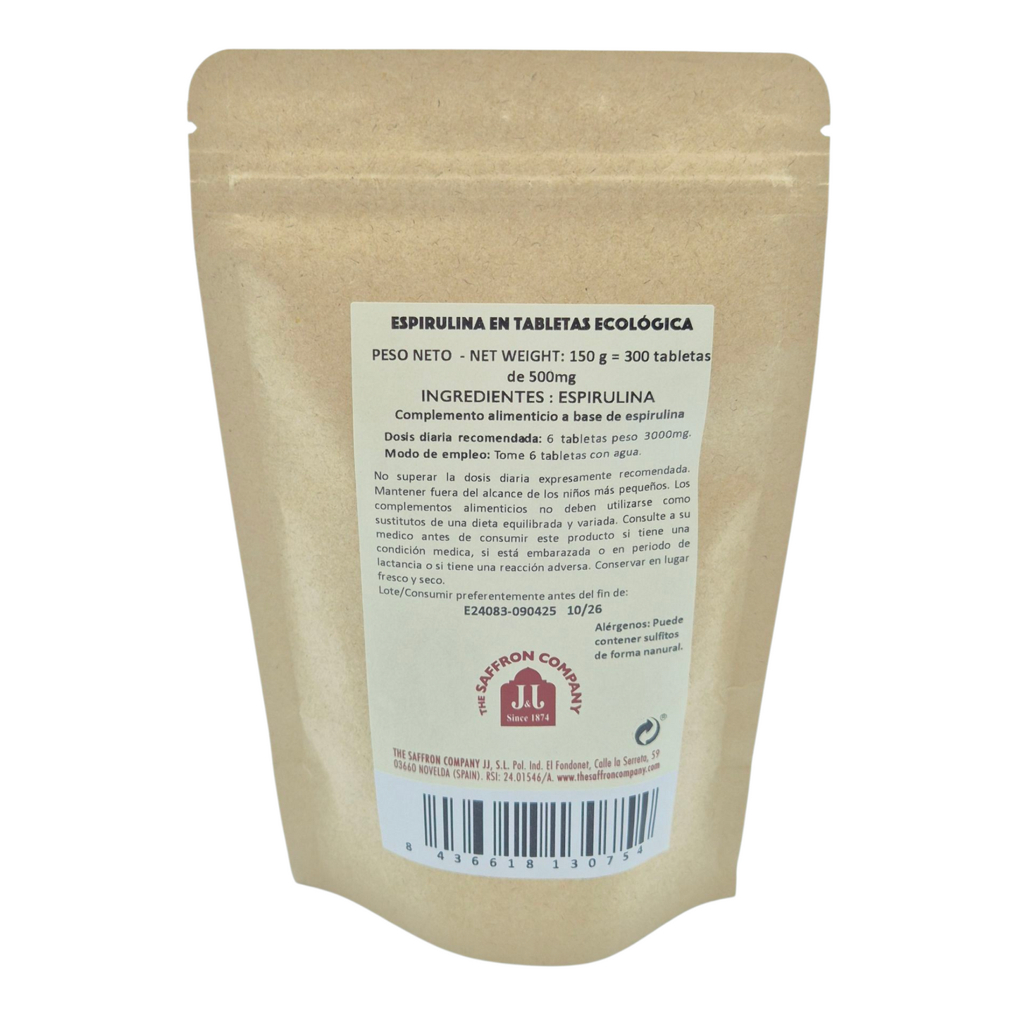 Espirulina Ecológica en Tabletas 300 tabletas – Superalimento diario de proteína vegetal y energía natural