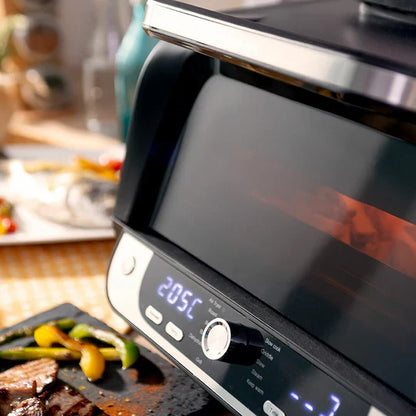 Freidora de aire con grill Fryinn 12 en 1, accesorios y recetario, en color negro con acero, de 6L y 3400W.