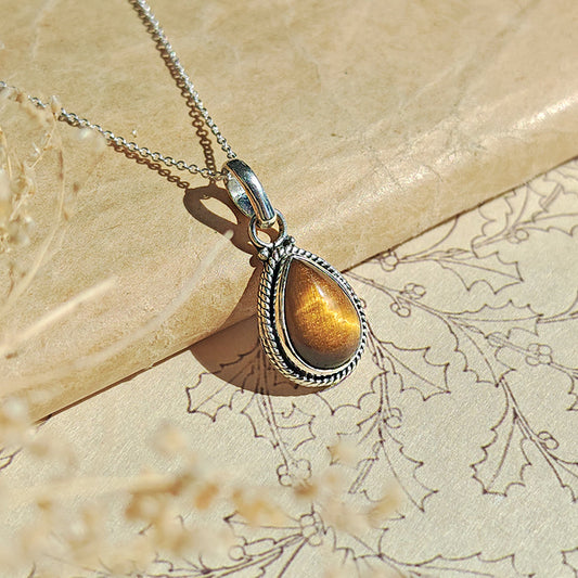 Colgante 'Hina' Ojo de Tigre y Plata de Ley 925