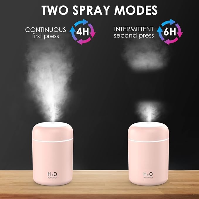 Humidificador LED rosa Dropea de innovagizmo.com con luz suave y diseño moderno para humidificación del hogar.