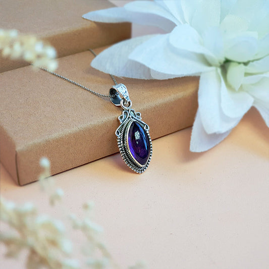 Colgante Lágrima de Amatista y Plata de Ley 925