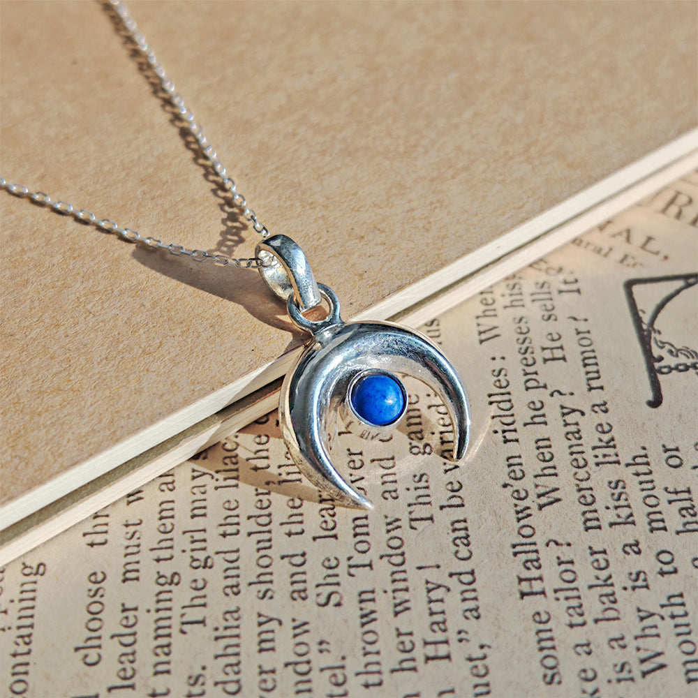 Colgante Luna Invertida de Lapislázuli - Plata de Ley 925 - Sensaido