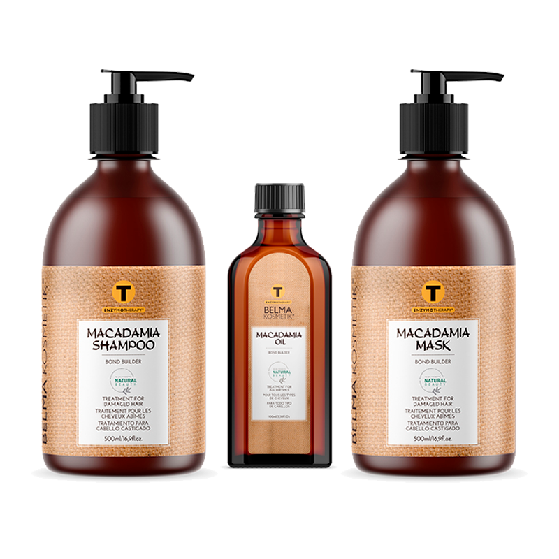 Kit de cuidado en casa XARODIST con champú, mascarilla y suero de aceite de macadamia para cabello saludable