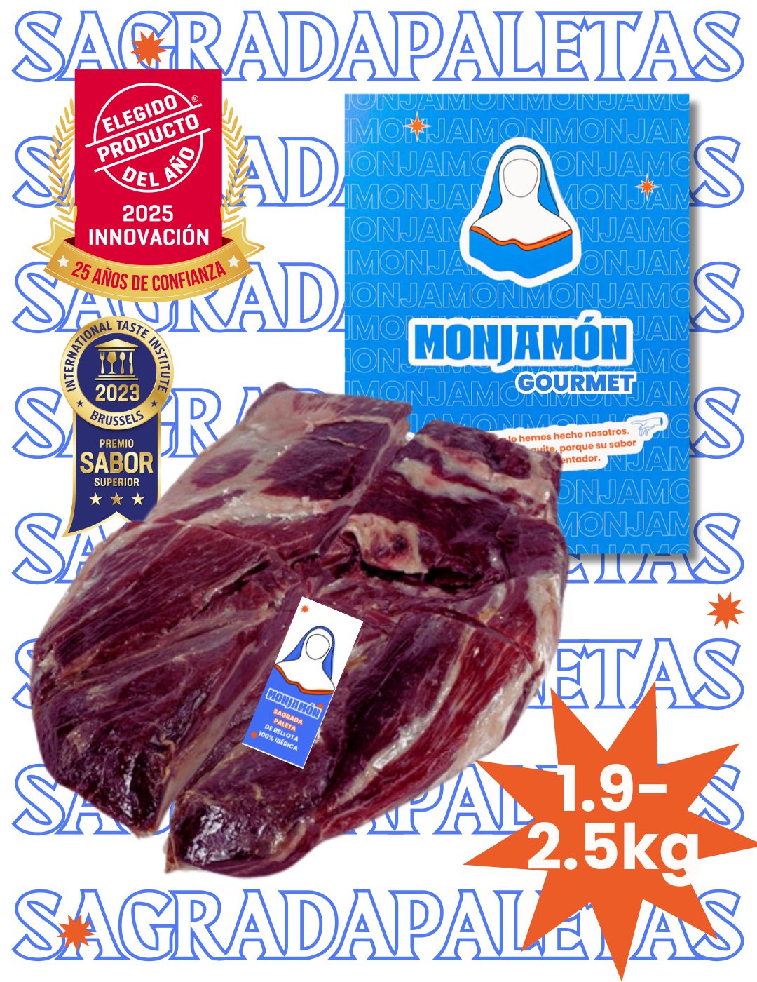 Jamón ibérico de bellota 100% de más de 30 meses en lonchas finas, presentado por MonJamon y Más.