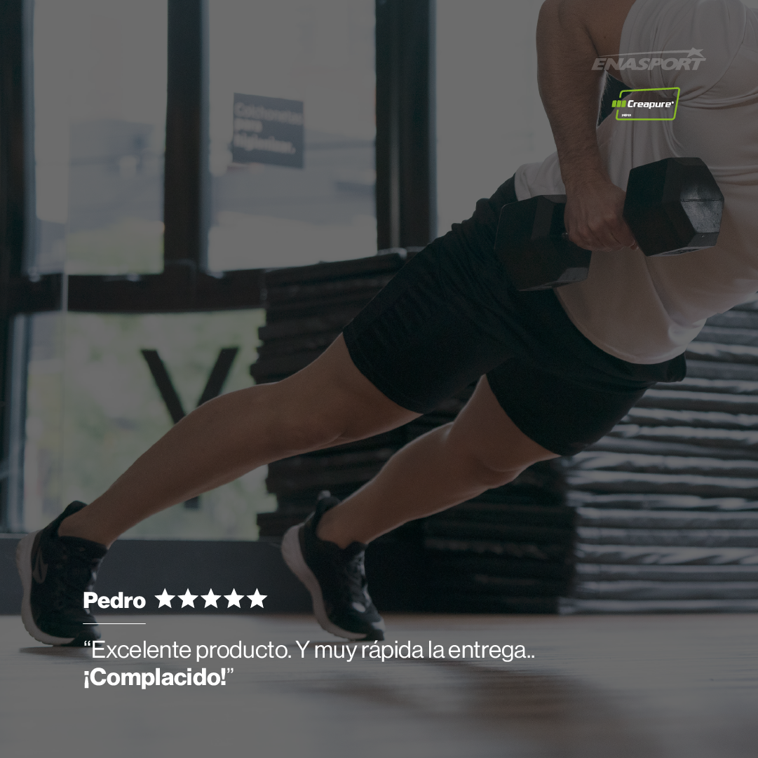 Creatina monohidrato Creapure® en envase individual de la marca Enasport, suplemento para mejorar el rendimiento deportivo.