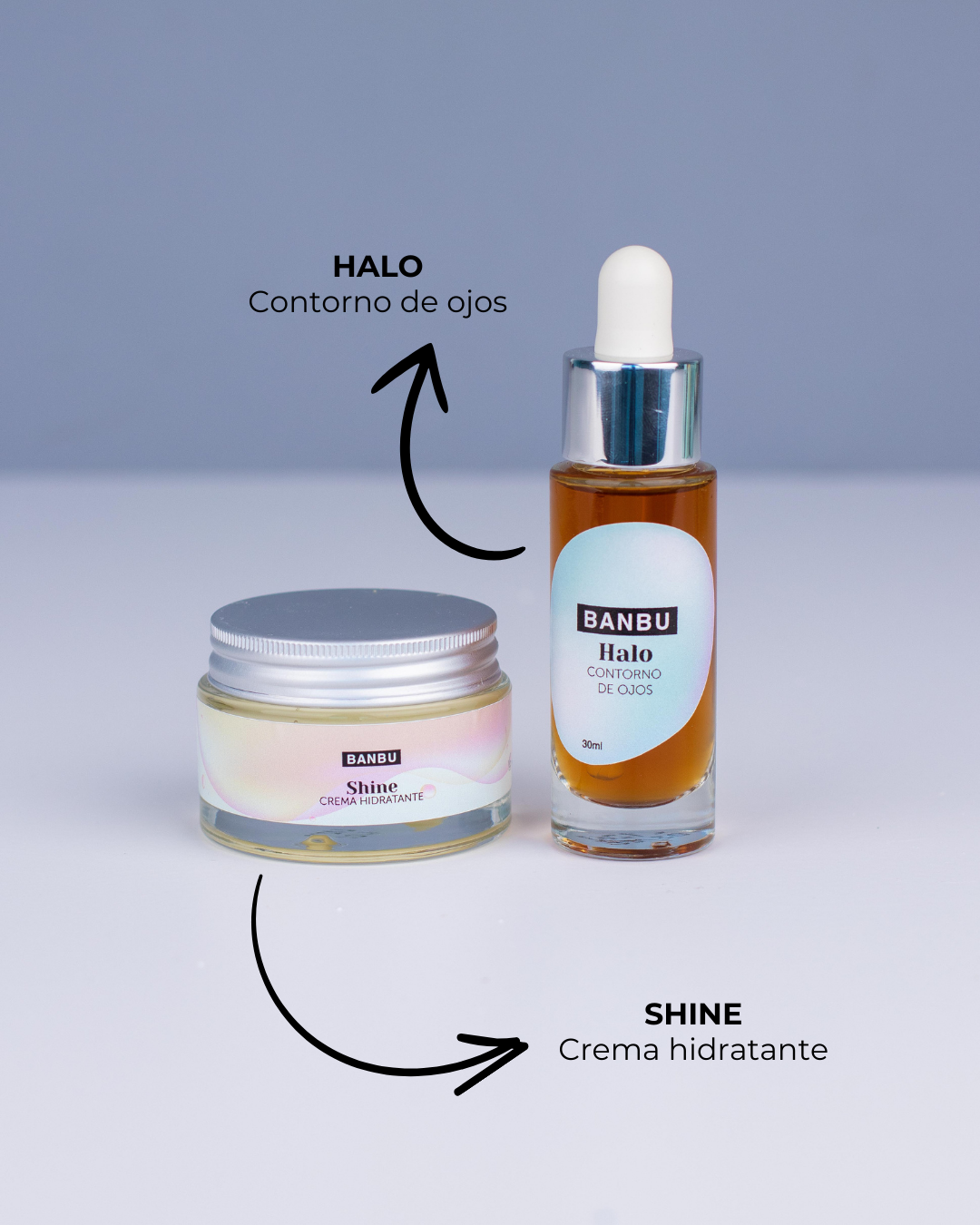 Pack de productos BANBU para rutina facial básica para piel mixta y grasa, incluye limpiador y crema en set ecológico.