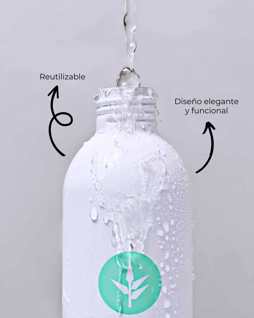 Botella para gel en polvo BANBU, ideal para ducha o peinado, con diseño práctico y transparente para facilitar el uso.