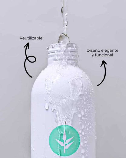 Botella para gel en polvo BANBU, ideal para ducha o peinado, con diseño práctico y transparente para facilitar el uso.