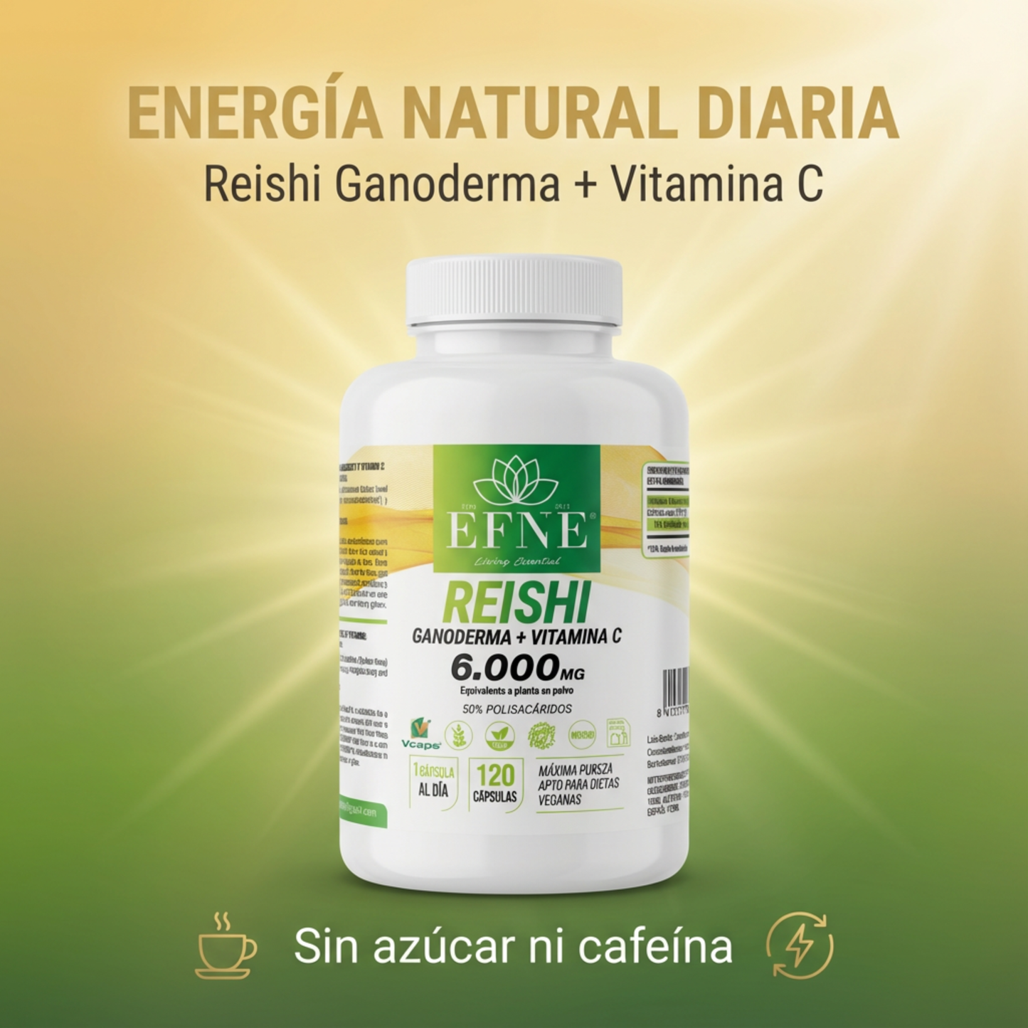 Reishi Ganoderma 6.000mg + Vitamina C EFNE: Refuerza Inmunidad y Controla el Estrés