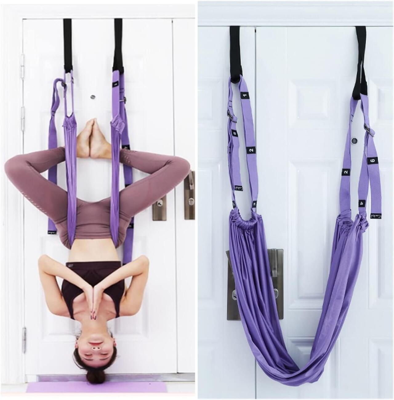 Accesorio para yoga aéreo innovagizmo, cinturón resistente y cómodo para practicar posturas en yoga en suspensión.