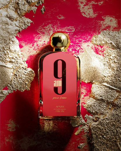 Afnan 9 AM Pour Femme Eau de Parfum Spray para Mujeres 100ml - Fragancia Exquisita con Toques Florales y Cítricos
