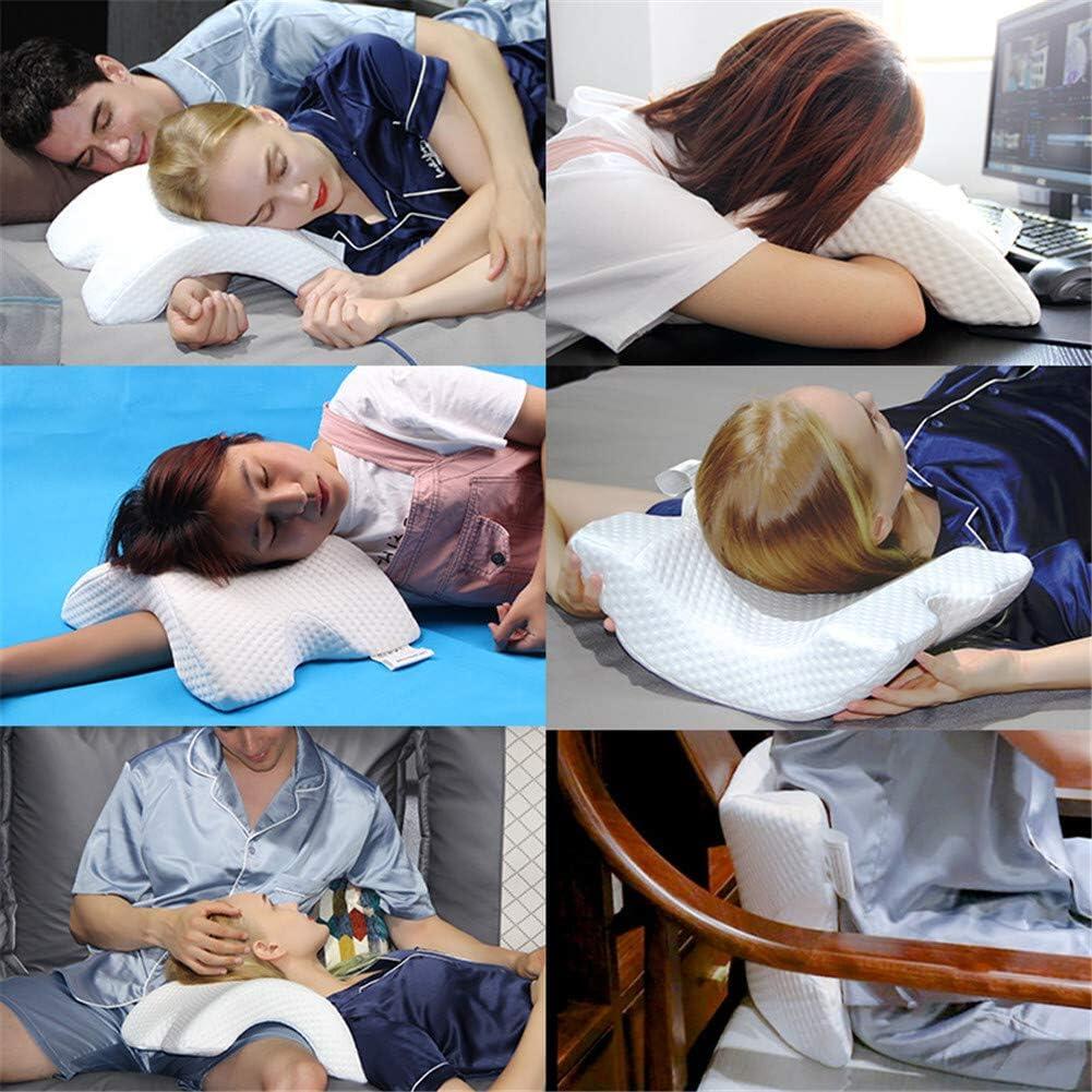 Almohada de diseño curvo antienvejecimiento de innovagizmo.com, con forma ergonómica para mayor comodidad y soporte en el descanso.