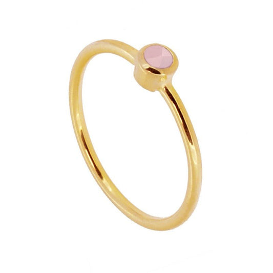 Anillo 'Alexandra' de Calcedonia Rosa - Baño de Oro 18 k