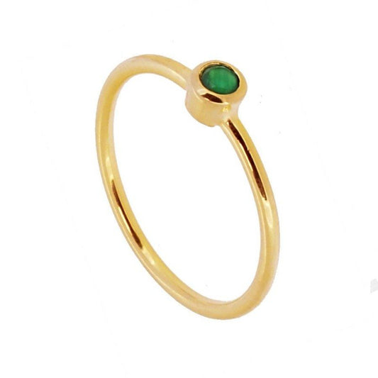 Anillo 'Alexandra' de Calcedonia Verde - Baño de Oro 18k
