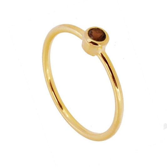 Anillo 'Alexandra' de Cuarzo Ahumado - Baño de Oro 18k