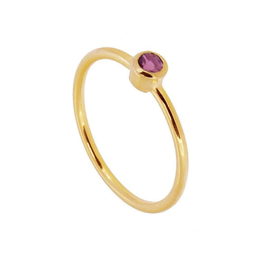 Anillo 'Alexandra' de Turmalina Rosa - Baño de Oro 18k