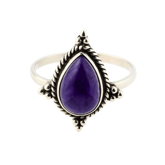 Anillo Delhi Ajustable de Amatista y Plata de Ley 925