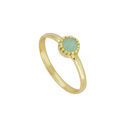 Anillo 'Iniya' de Amazonita - Baño de Oro 18k