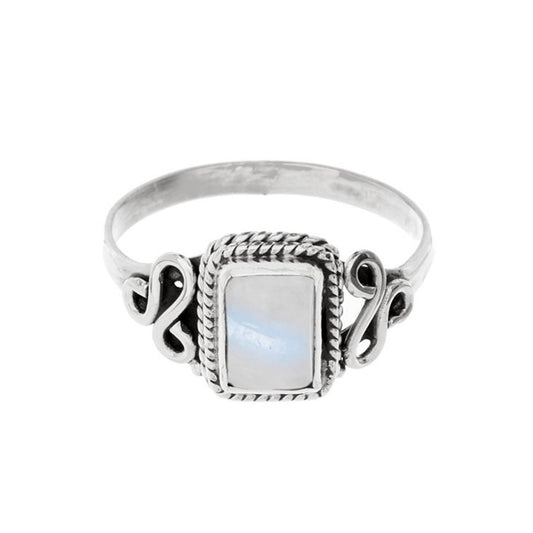 Anillo 'Kusi' de Piedra de Luna - Plata de Ley
