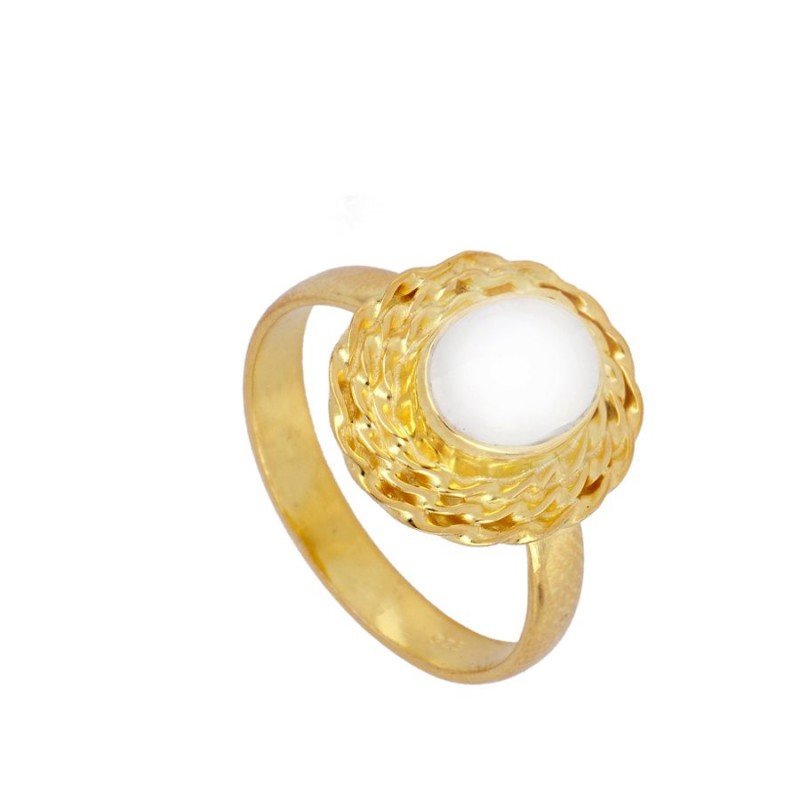 Anillo 'Moonlight' de Piedra de Luna - Baño de Oro 18 k