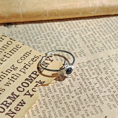 Anillo Nudo de Bruja 'Wicca' con Ónix- Plata de Ley 925