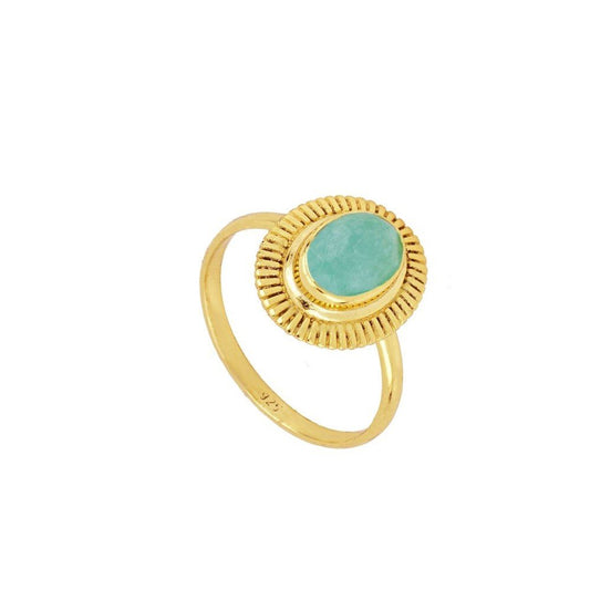 Anillo 'Ovale' de Amazonita - Baño de Oro 18k