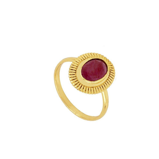 Anillo 'Ovale' de Granate - Baño de Oro 18k