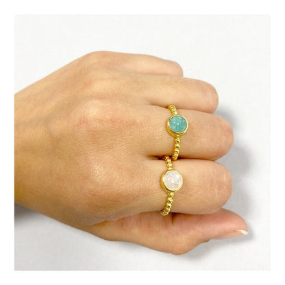 Anillo 'Shakeela' de Amazonita - Baño de Oro 18k