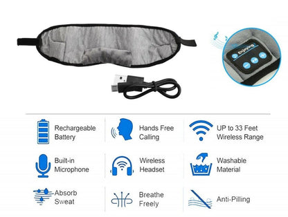 Antifaz Bluetooth de innovagizmo.com, con diseño cómodo y tecnología inalámbrica para relajación y bloqueo de luz.