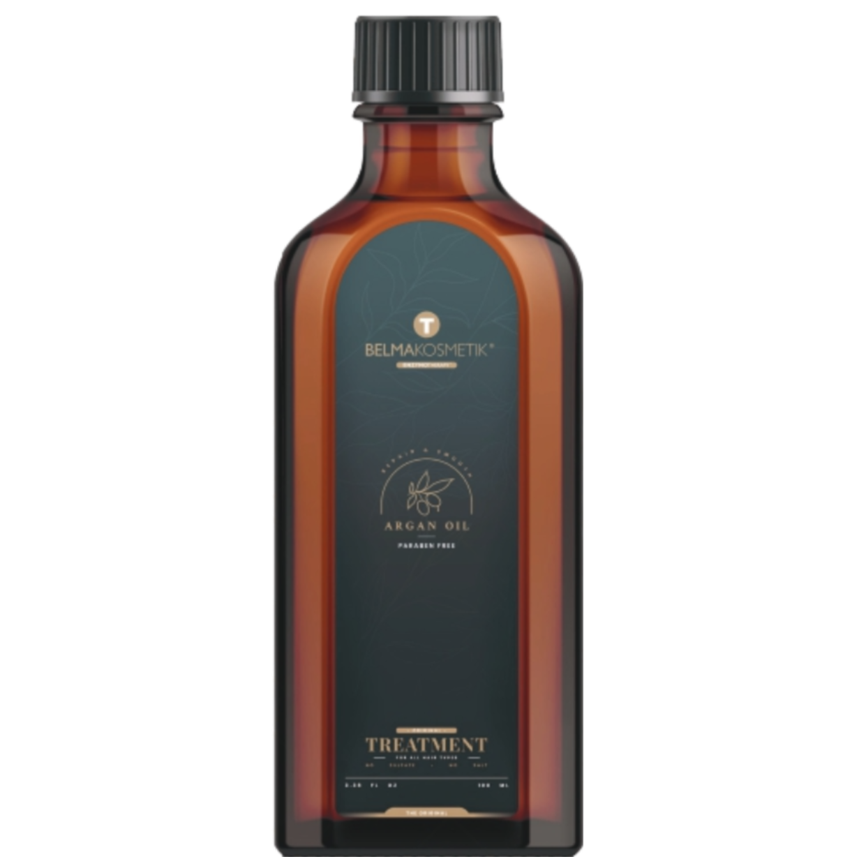 Sérum de aceite de argán Belma Kosmetik de la marca XARODIST, con envase de aceite de argán para cuidado facial y capilar.
