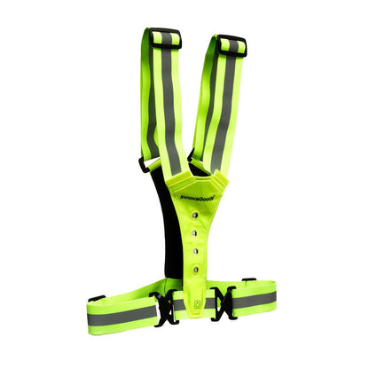 Arnés deportivo con luces LED Lurunned de Innovagizmo, diseñado para actividades al aire libre y visibilidad nocturna.