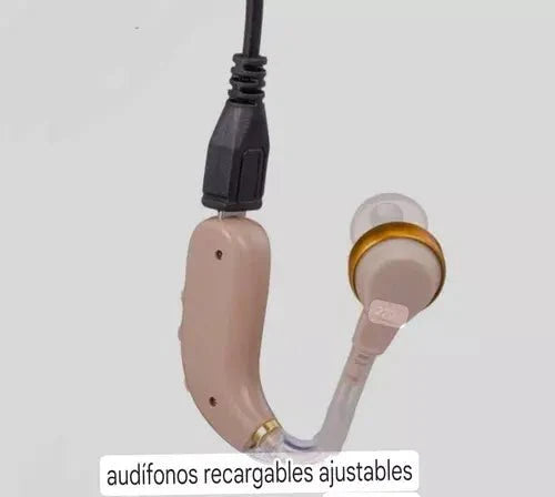 Audífono amplificador Innovagizmo.com mostrando el dispositivo para mejorar audición con diseño compacto y ajustable.