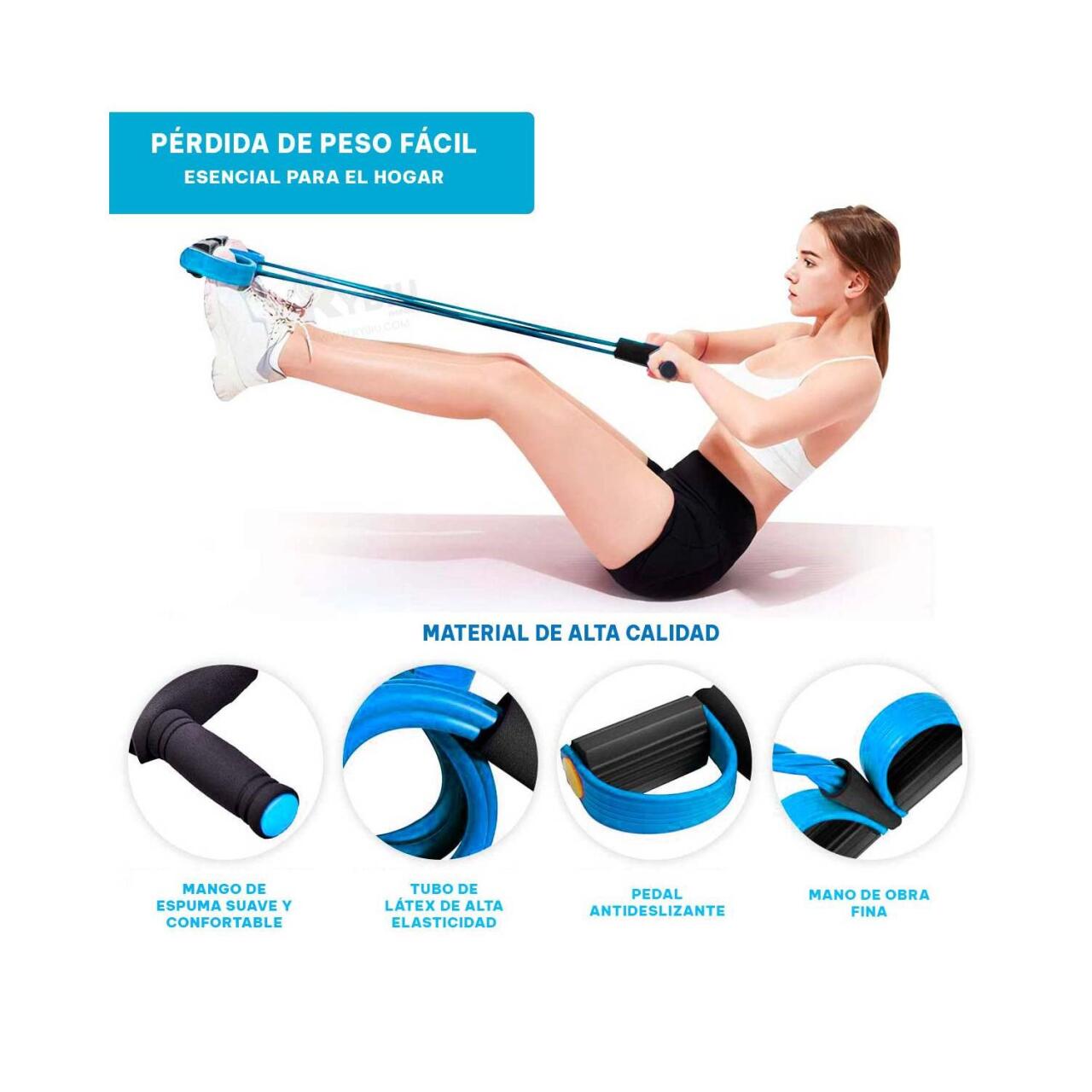 Banda de resistencia con cuerda de tracción elástica de la marca innovagizmo, ideal para entrenamiento y ejercicio físico.
