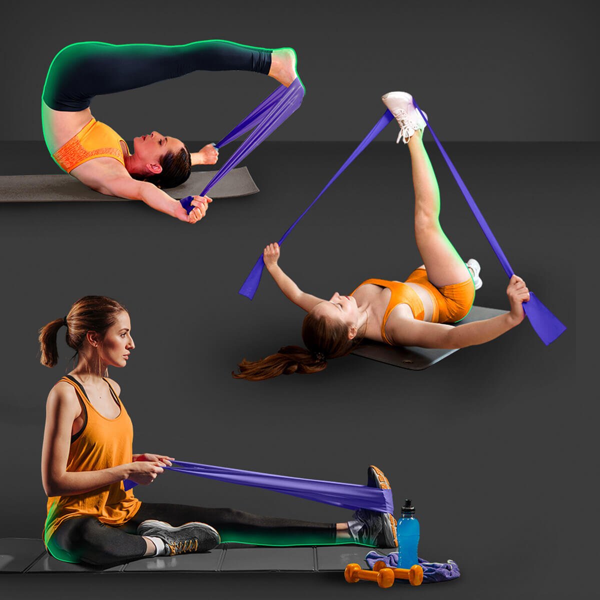 Banda de resistencia Pilates de 5 a 15 lb de goma elástica para fitness, marca Innovagizmo, ideal para ejercicios de tonificación.