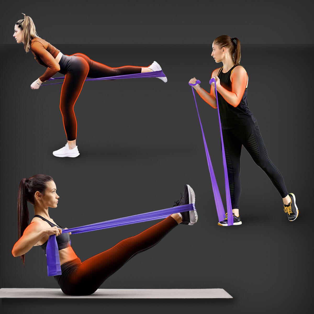 Banda de resistencia Pilates innovagizmo de goma elástica, 5 lb a 15 lb, ideal para ejercicios de fitness y entrenamiento físico.