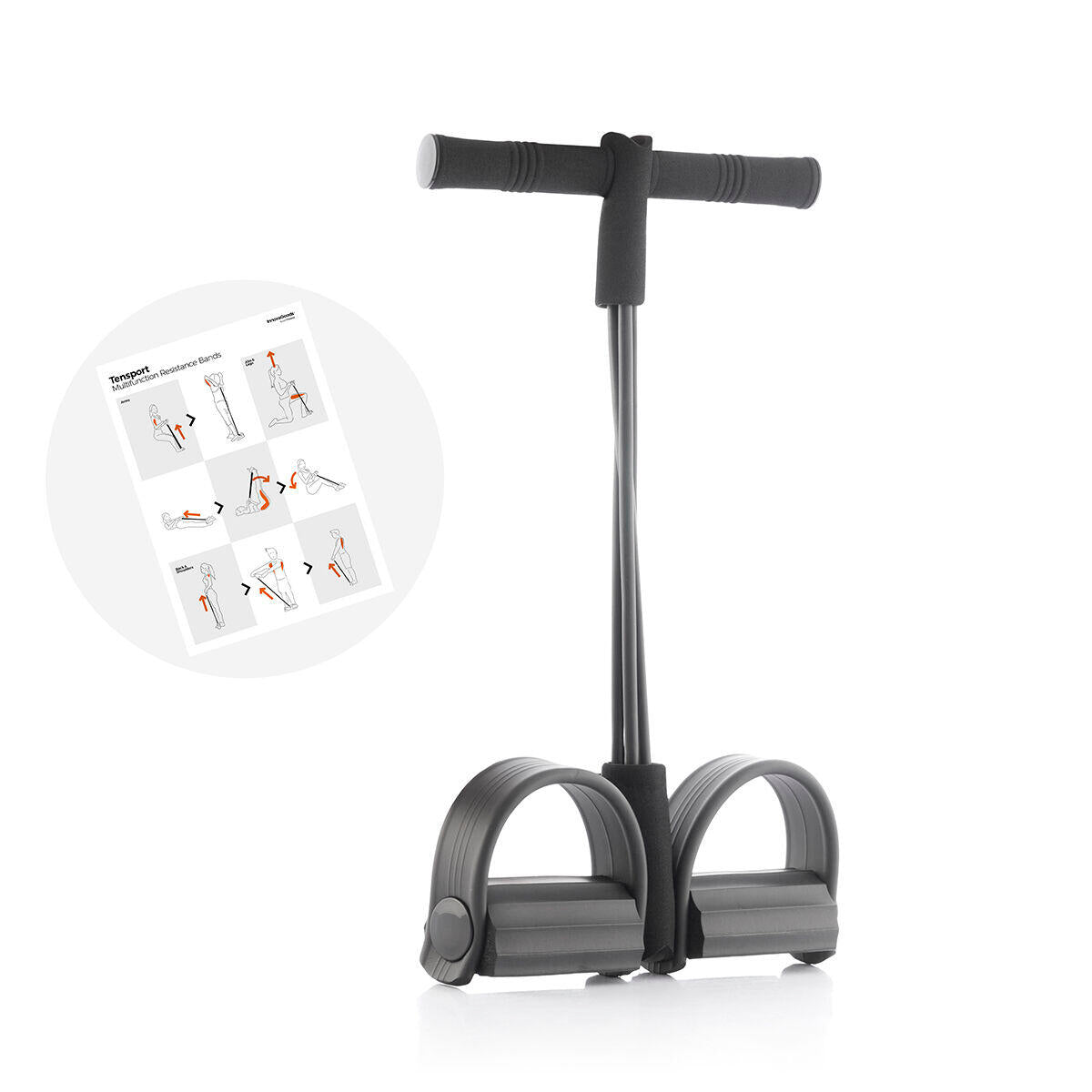 Bandas elásticas de resistencia multifunción Tensport Innovagoods con guía de ejercicios para entrenamiento en casa.