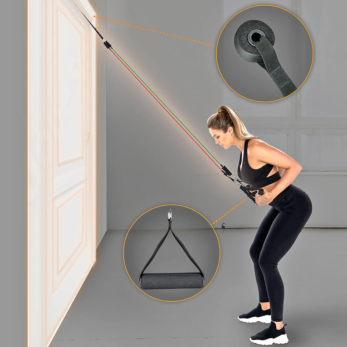 Juego de 12 bandas de resistencia innovagizmo con 5 niveles de fuerza, en colores varios, para entrenamiento y ejercicio físico.