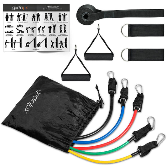 Set de 12 bandas de resistencia innovagizmo, con 5 niveles de 10 lb a 30 lb, cintas elásticas para ejercicio y entrenamiento.