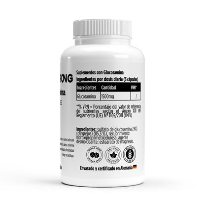 Suplemento BORNSTRONG FITNESS de glucosamina 500mg en cápsulas, con 90 unidades, para el cuidado de las articulaciones.