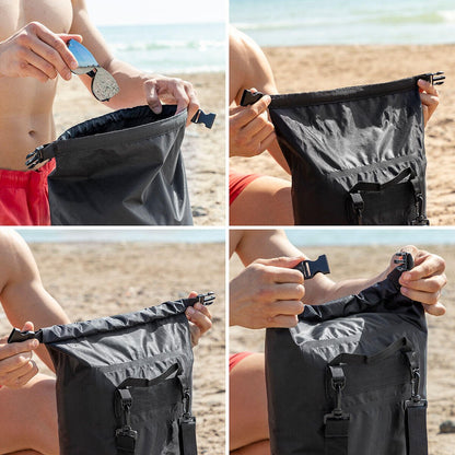 Bolsa estanca impermeable deportiva Dryhux de 20L de innovagizmo, diseñada para proteger objetos en actividades al aire libre.