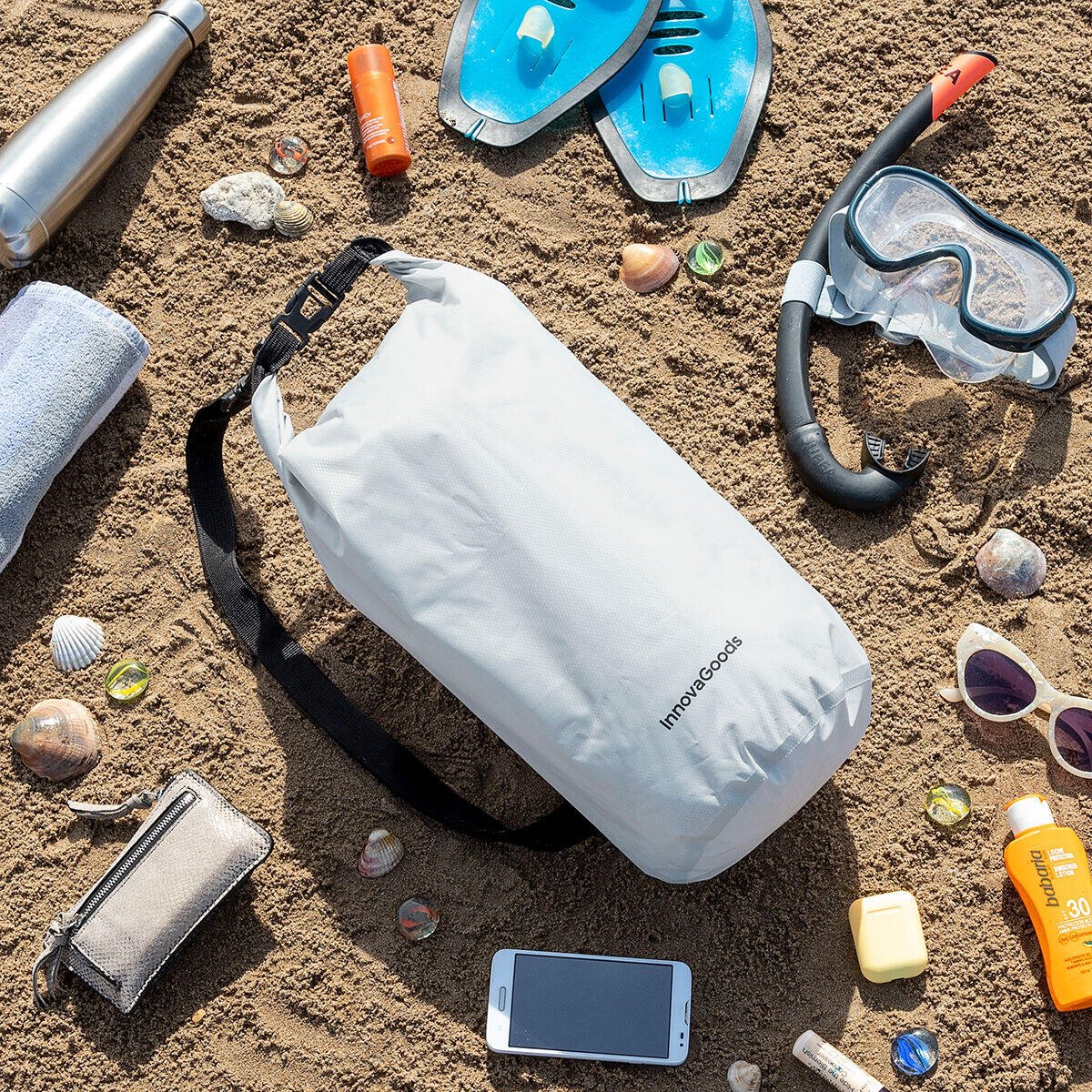 Bolsa estanca impermeable deportiva Drysal de Innovagizmo, capacidad de 10 litros, ideal para actividades al aire libre y agua
