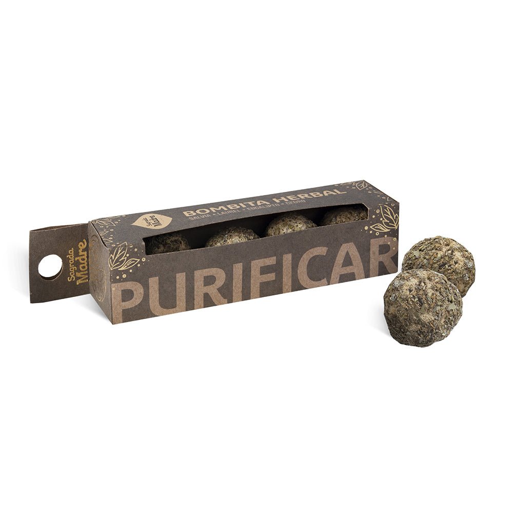Bombita herbal de purificación de Mystical Tienda, pequeña bola aromática para limpieza espiritual y energías negativas.