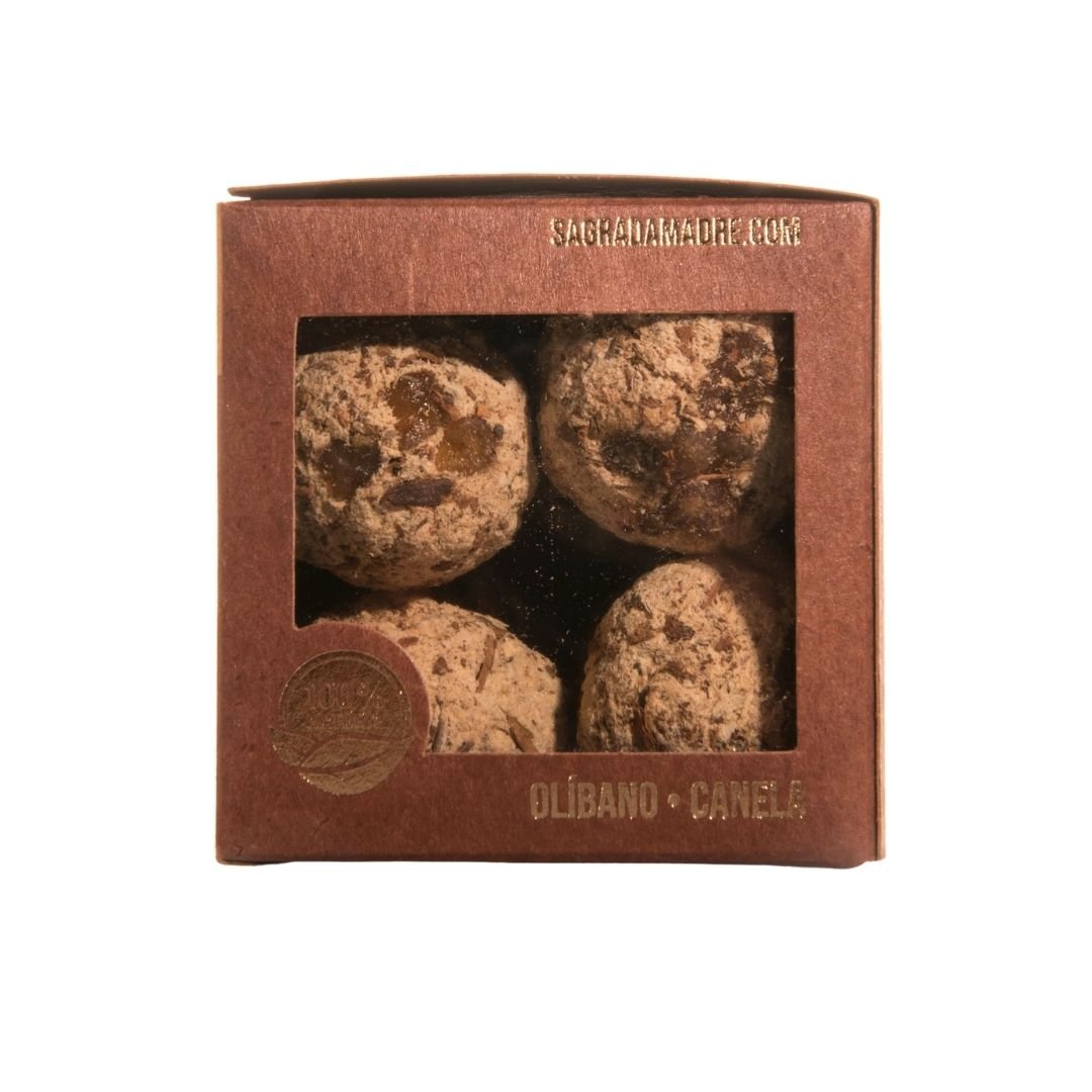 Bombita Premium de Olíbano y Canela de Mystical Tienda, aroma en forma de pequeña esfera para ambientar espacios.