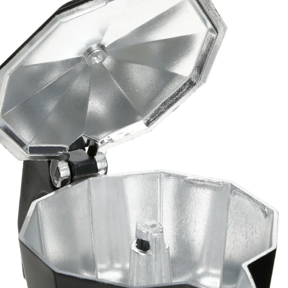Cafetera italiana innovagizmo de 12 tazas, de acero inoxidable, con asa negra y tapa ajustable para preparar café tradicional.
