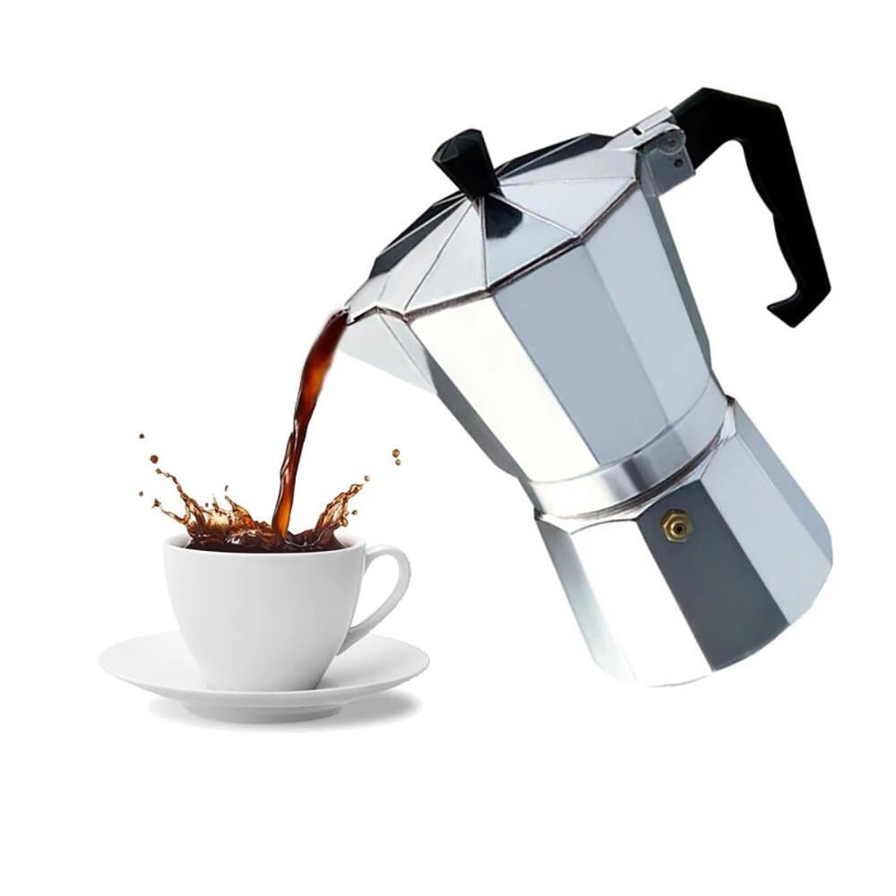 Cafetera italiana innovagizmo de 12 tazas, de acero inoxidable, lista para preparar café en estufa.